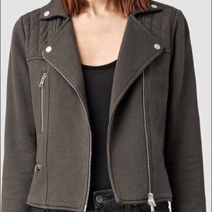 AllSaints Gray Kit Biker Sweat Jacket In Size 2